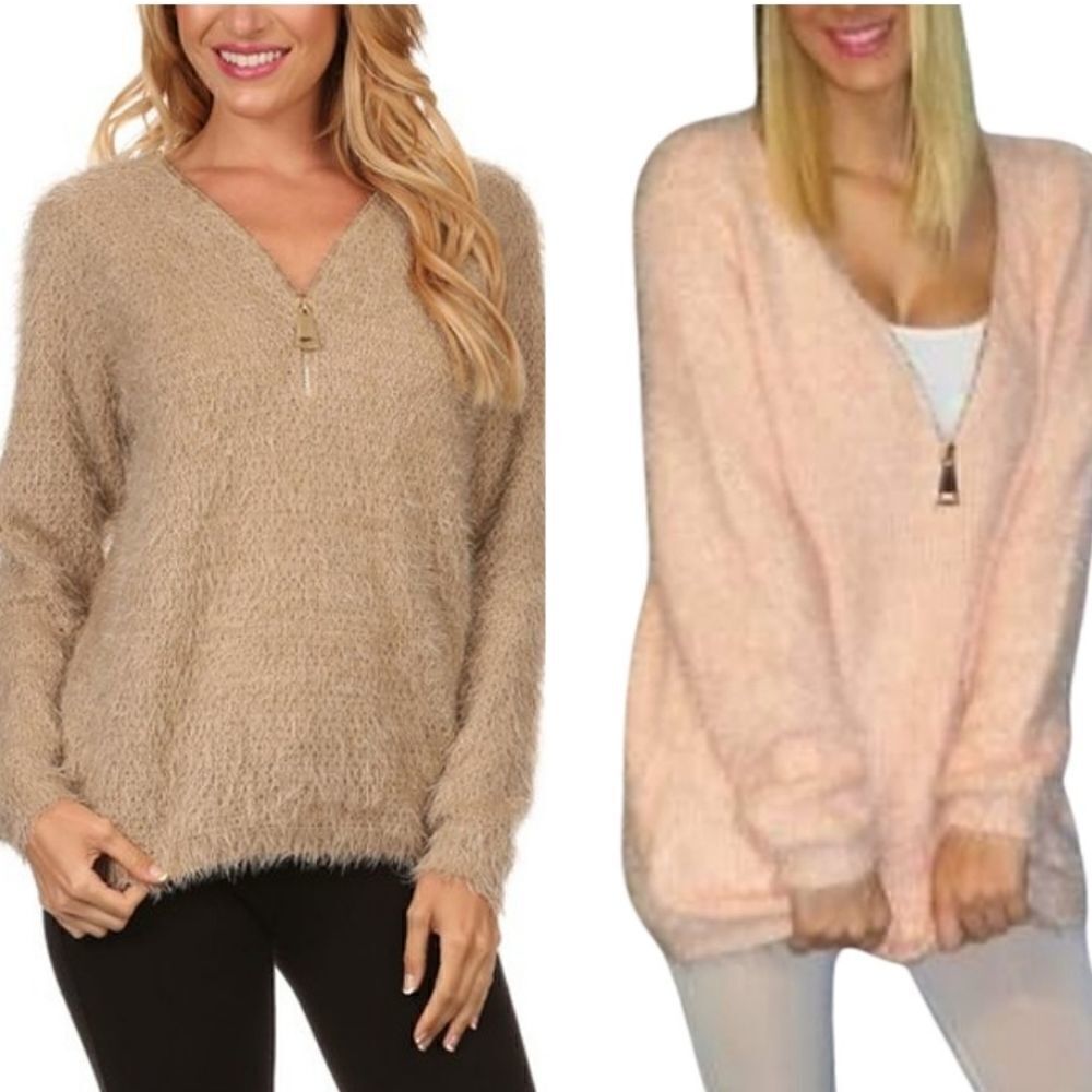 Let's snuggle Baluch pink fuzzy sweater